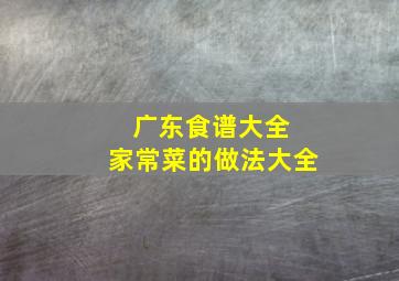 广东食谱大全 家常菜的做法大全